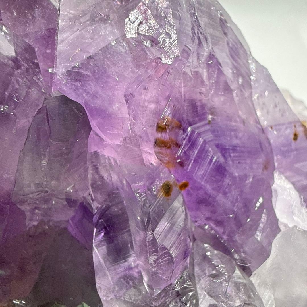 大粒♪カコクセナイト共生アメジスト　クラスター　台座セット♪【ファントム、虹】