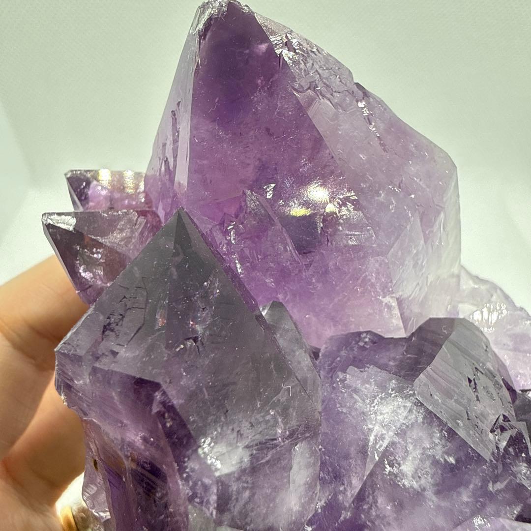 大粒♪カコクセナイト共生アメジスト　クラスター　台座セット♪【ファントム、虹】