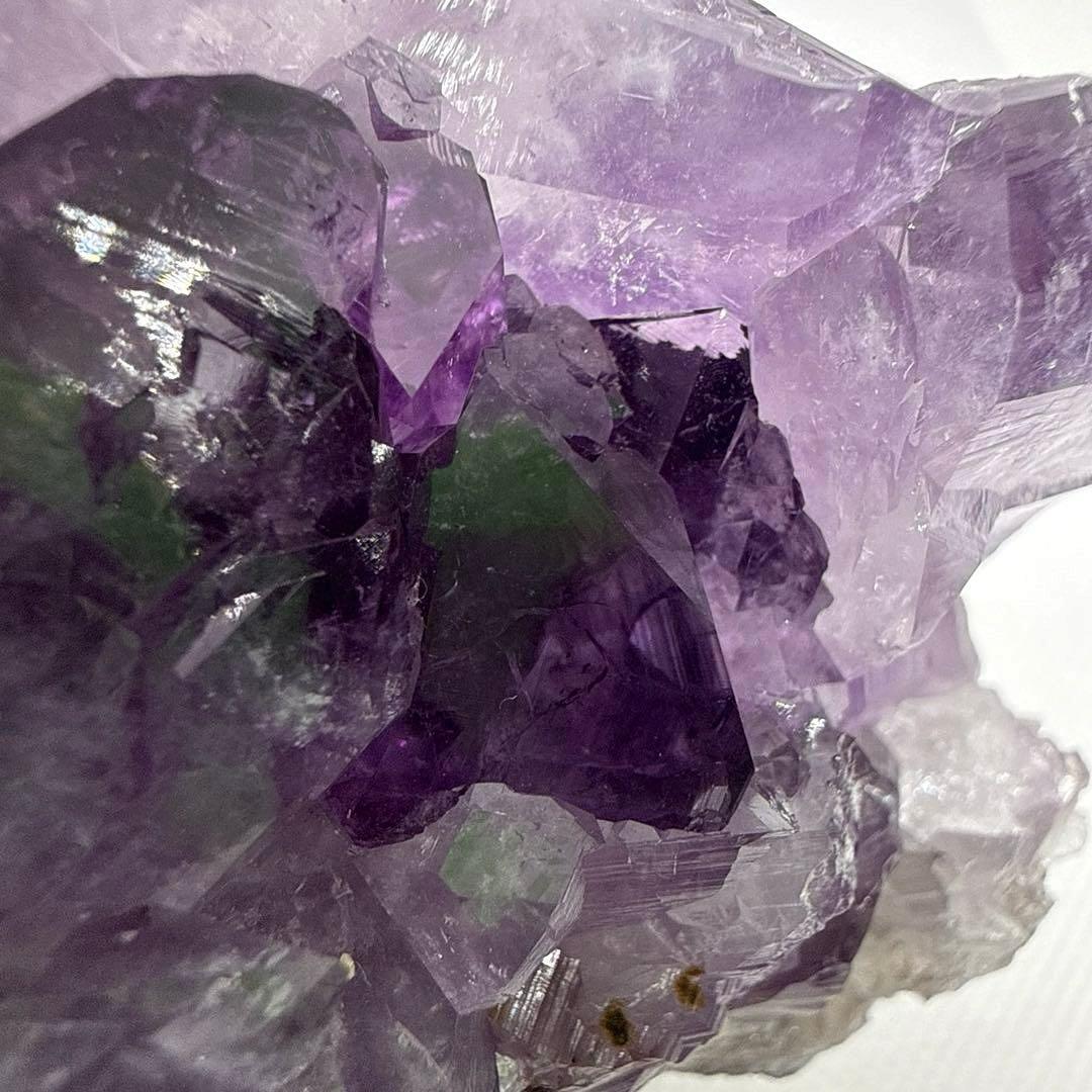 大粒♪カコクセナイト共生アメジスト　クラスター　台座セット♪【ファントム、虹】