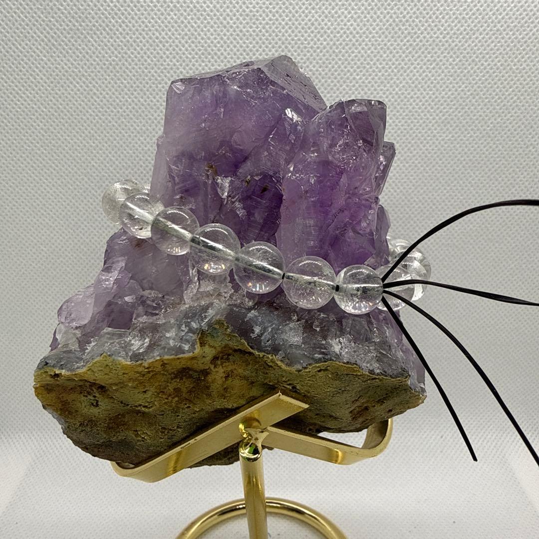 大粒♪カコクセナイト共生アメジスト　クラスター　台座セット♪【ファントム、虹】