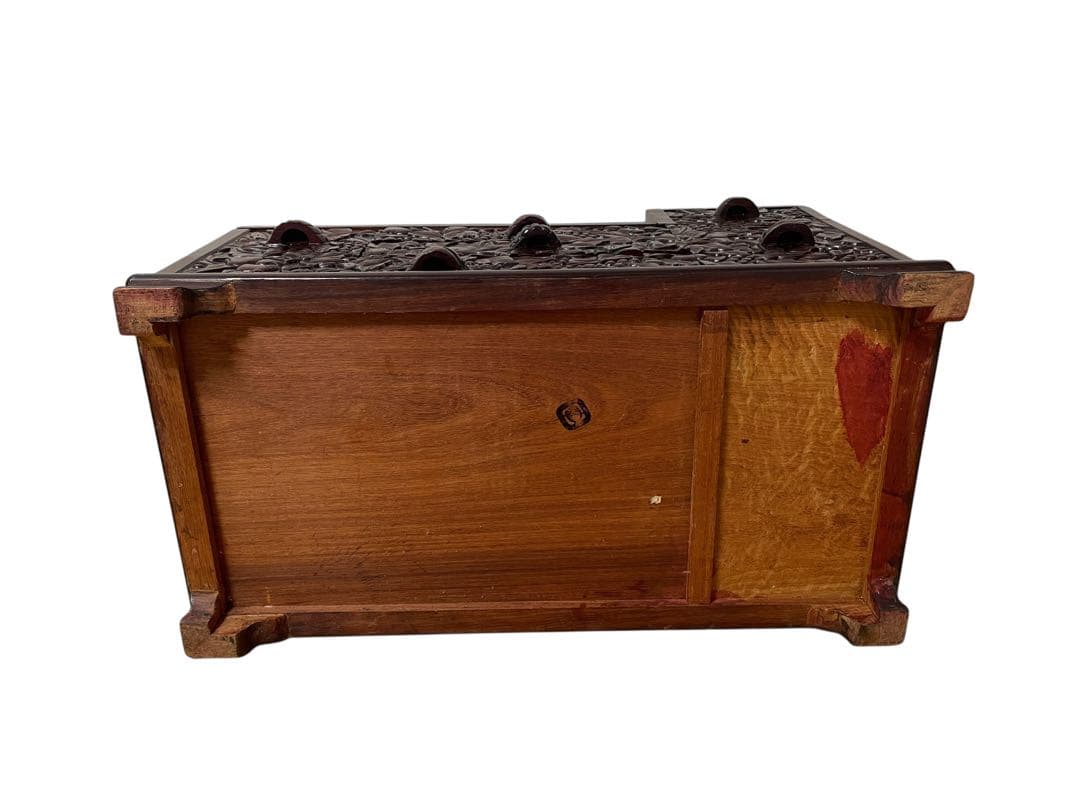 中国 唐木家具 鏡台　小箪笥 彫刻チェスト 無垢　小物収納 アンティーク家具