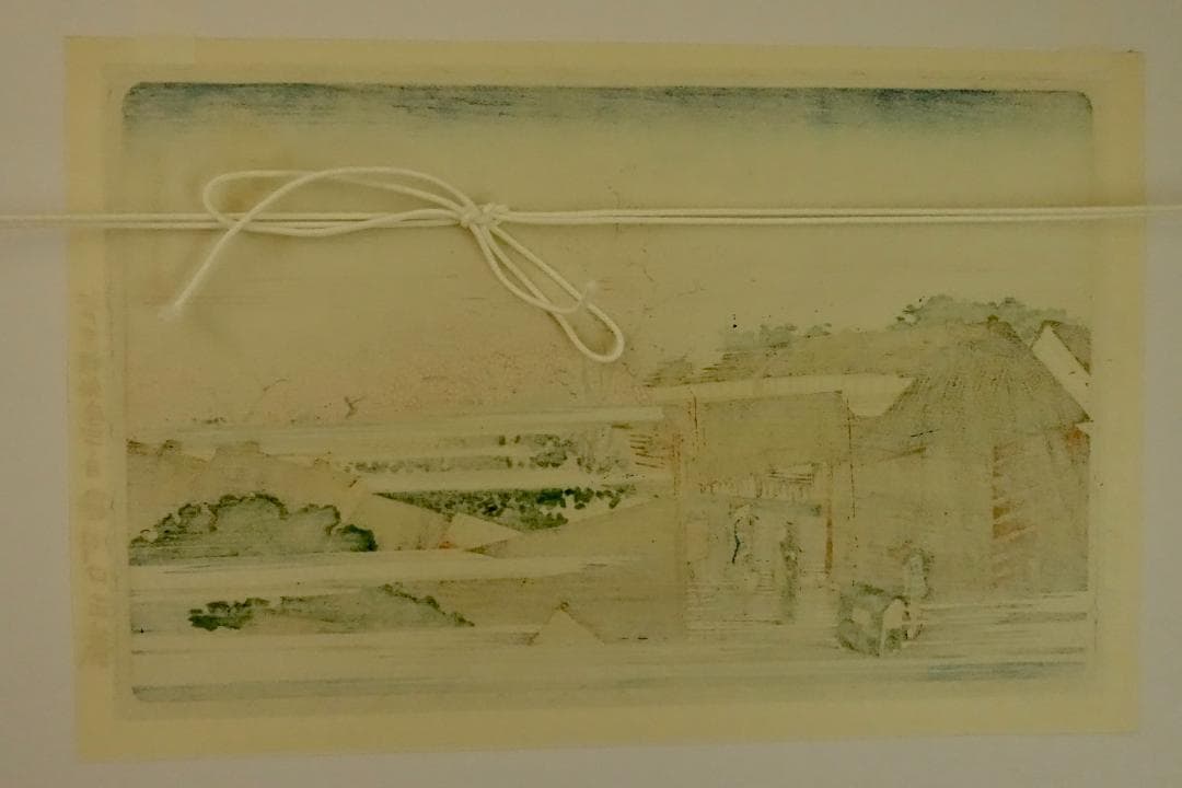 広重 新吉原 朝櫻の図 復刻木版画 新品フレーム付き