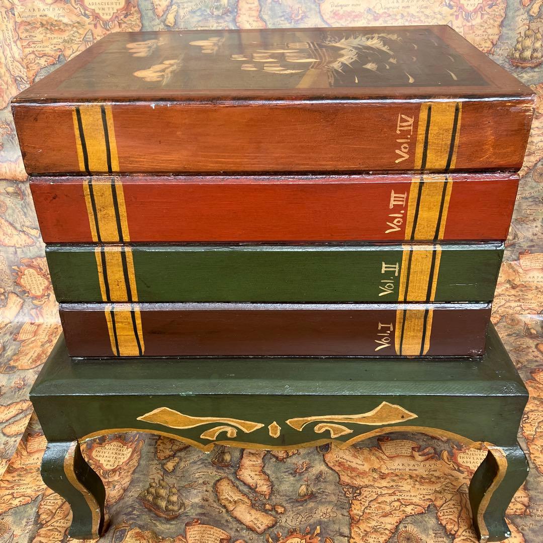 アンティーク ブック型収納箱・木製収納箱