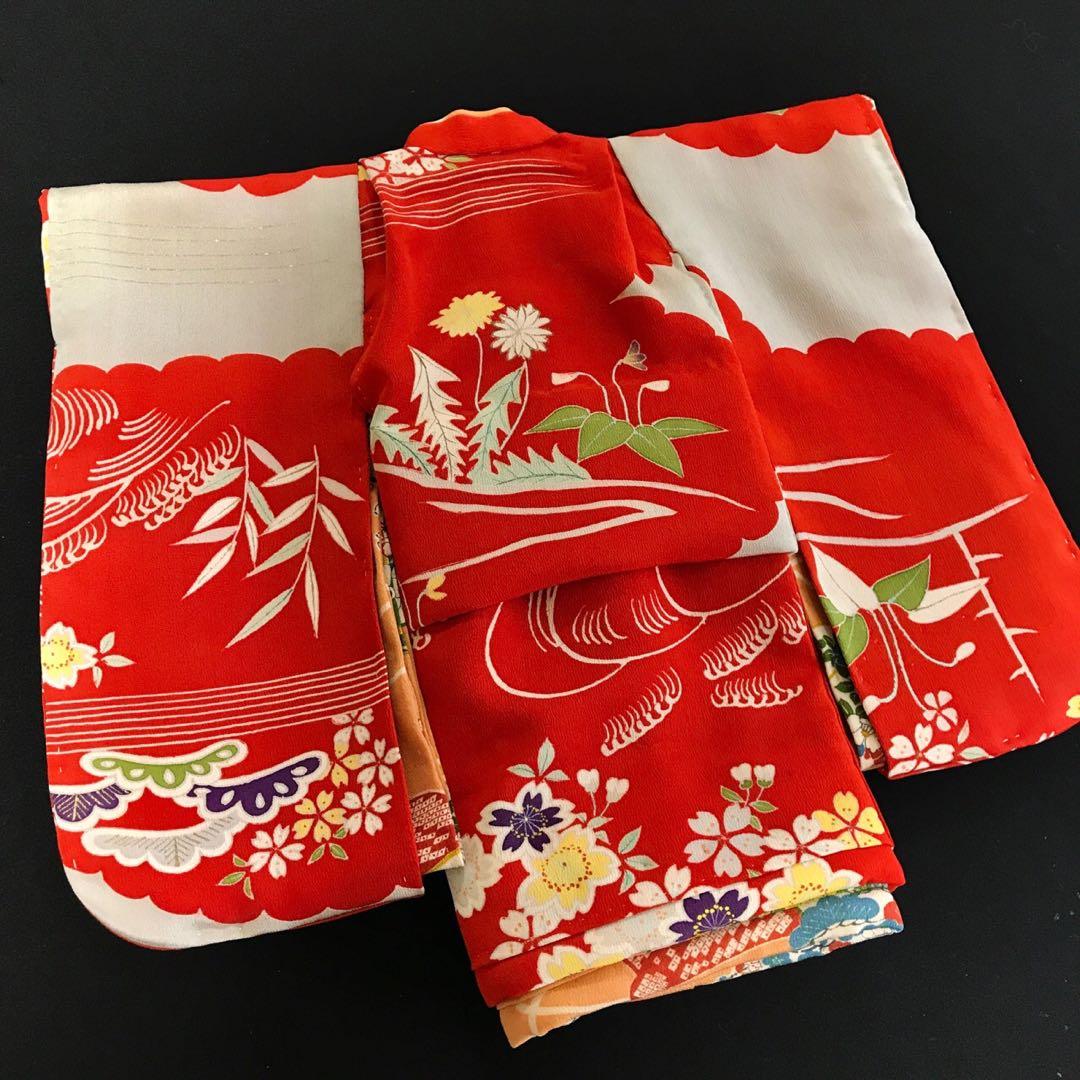 ＊ 市松人形 12号 小花 小柄 錦紗縮緬 着物 帯 ＊