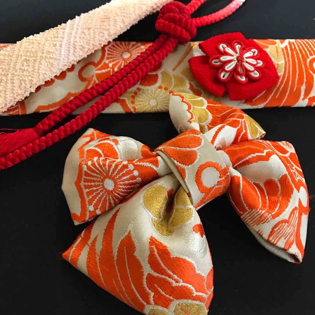 ＊ 市松人形 12号 小花 小柄 錦紗縮緬 着物 帯 ＊