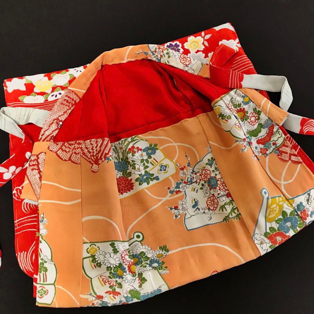 ＊ 市松人形 12号 小花 小柄 錦紗縮緬 着物 帯 ＊