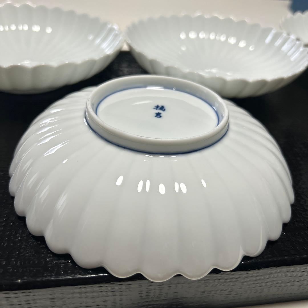 新品◆たち吉　白菊 銘々皿　取皿　浅鉢　菊割り　輪花　和食器　5枚揃