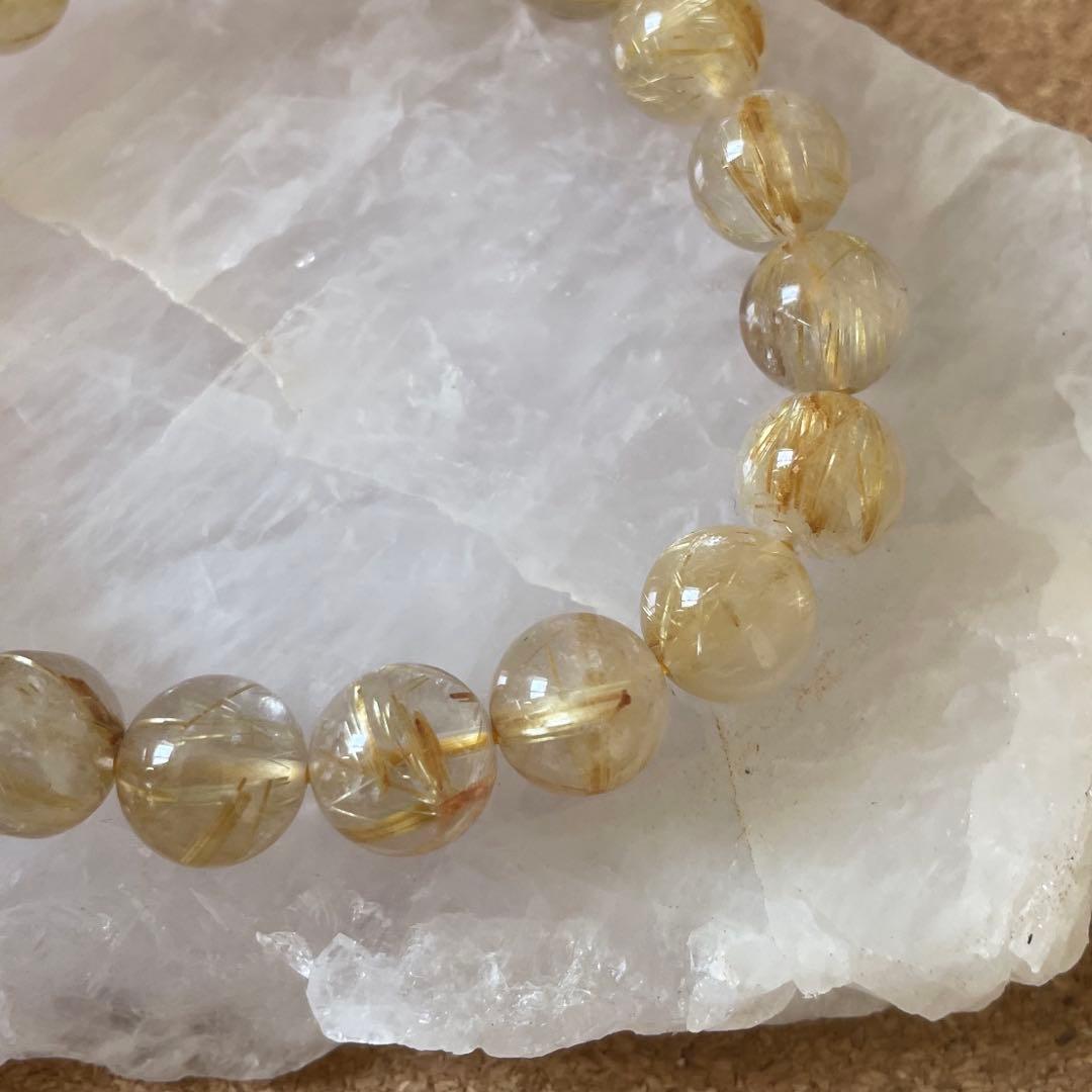 【ゴールドタイチンルチルクォーツ】天然石 ブレスレット 約10㎜ 約16.5㎝