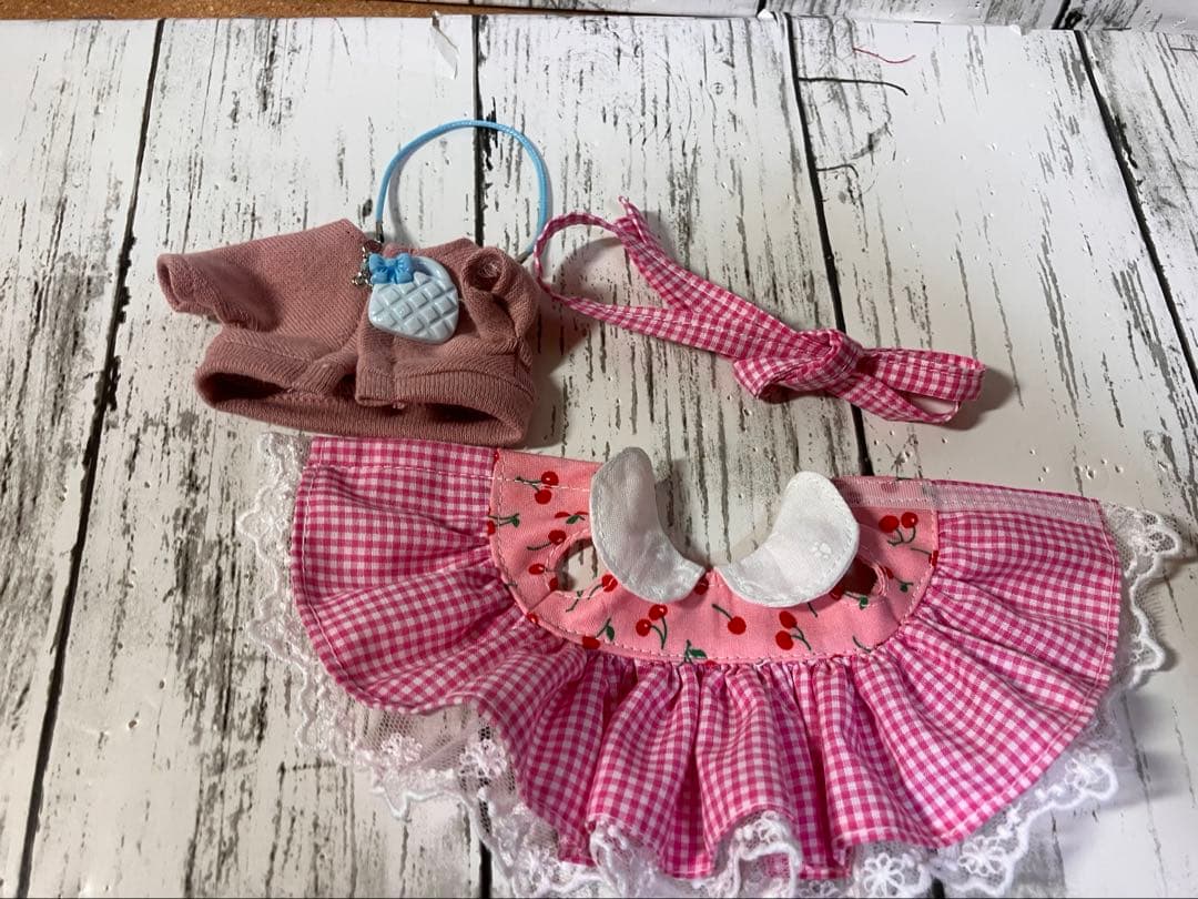 イルメールハッピードールサイズボレロセット　さくらんぼ×ギンガムチェックピンク