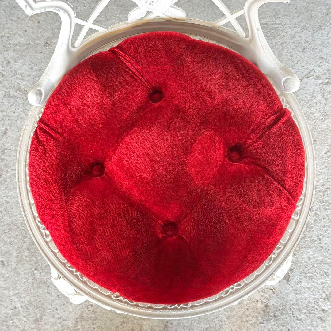 ★アルミ製アンティークチェア★ ホワイト × ベロアクラシカルダイニングチェア