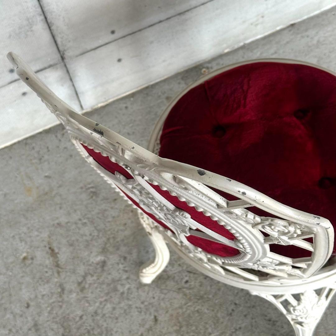 ★アルミ製アンティークチェア★ ホワイト × ベロアクラシカルダイニングチェア