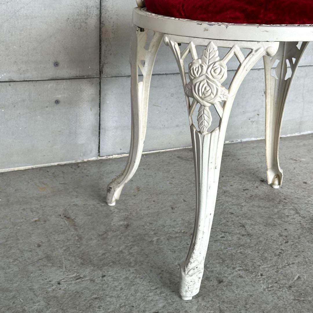 ★アルミ製アンティークチェア★ ホワイト × ベロアクラシカルダイニングチェア