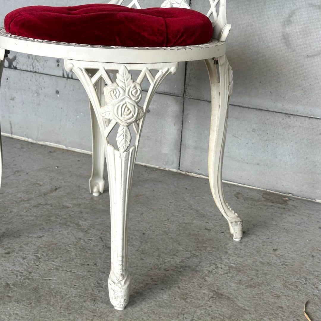 ★アルミ製アンティークチェア★ ホワイト × ベロアクラシカルダイニングチェア