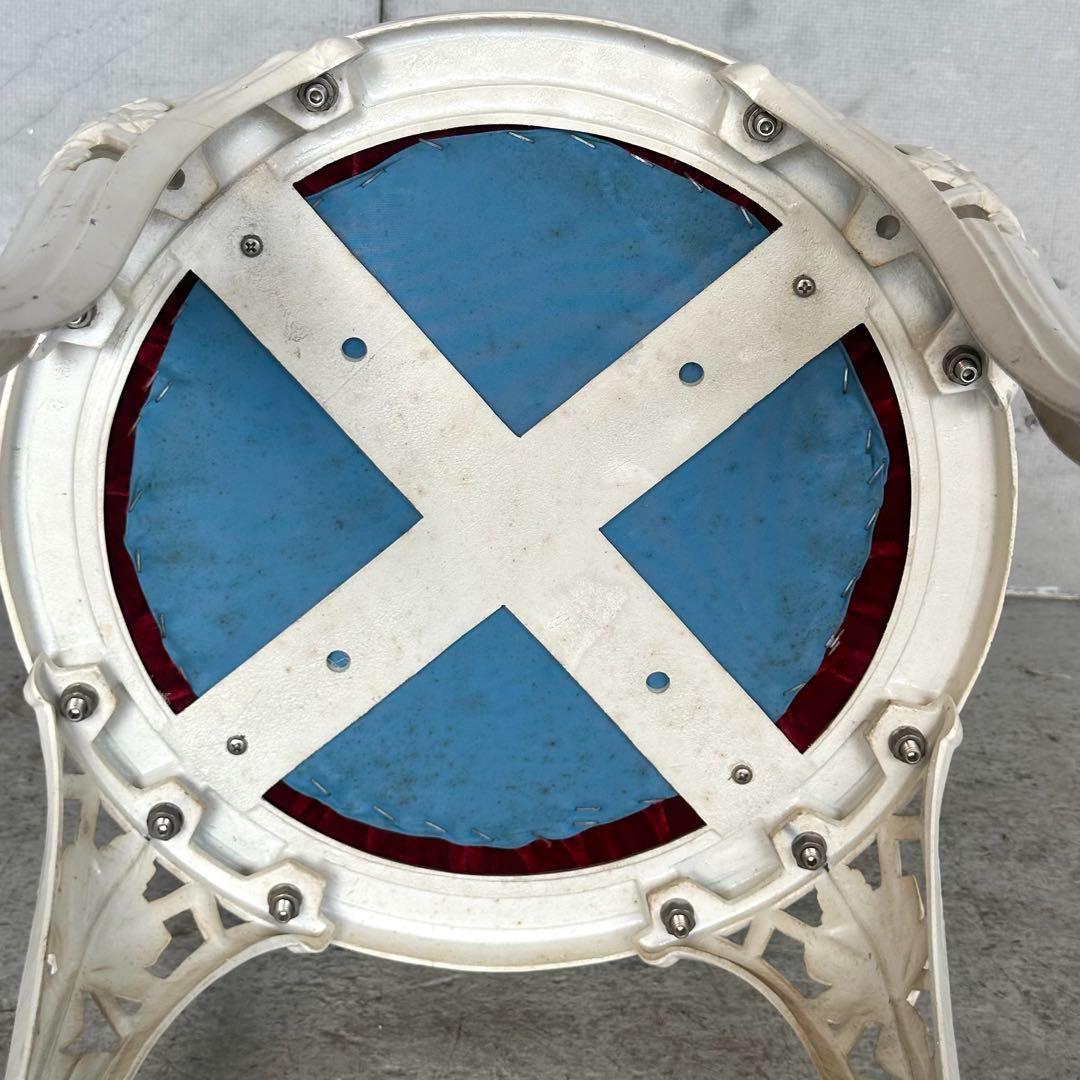 ★アルミ製アンティークチェア★ ホワイト × ベロアクラシカルダイニングチェア