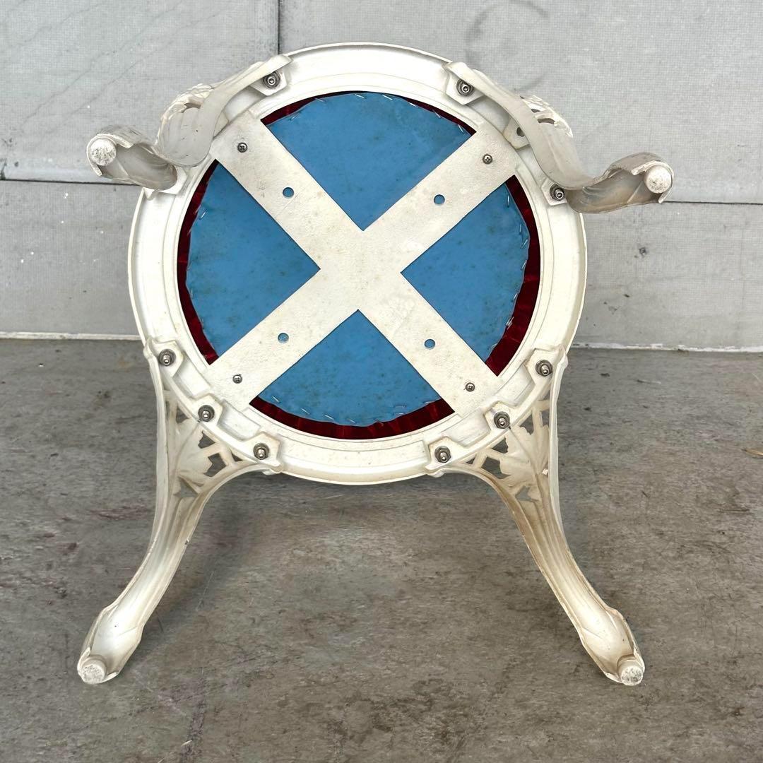 ★アルミ製アンティークチェア★ ホワイト × ベロアクラシカルダイニングチェア