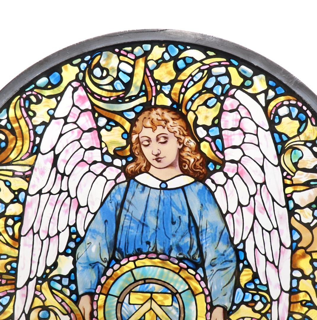 ルイス・ティファニー 大型 ヴィンテージ ステンドグラス 芸術の天使 エンジェル