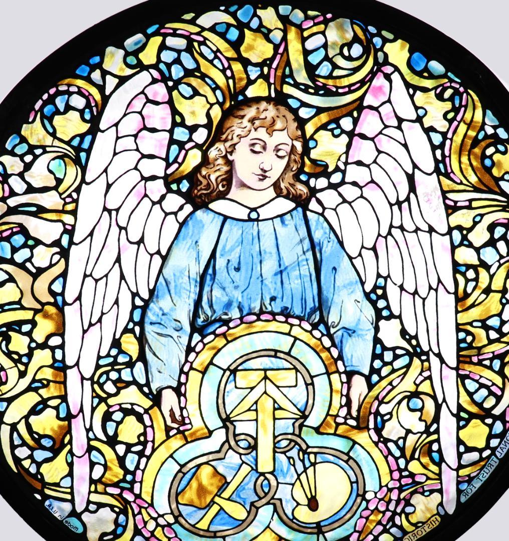 ルイス・ティファニー 大型 ヴィンテージ ステンドグラス 芸術の天使 エンジェル