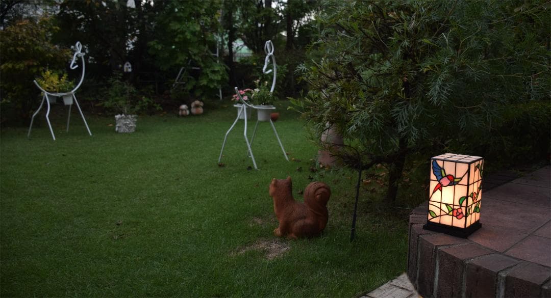 ステンドグラス ランプ 行燈 4kBAD 室内用 卓上灯 テーブル灯 屋内照明