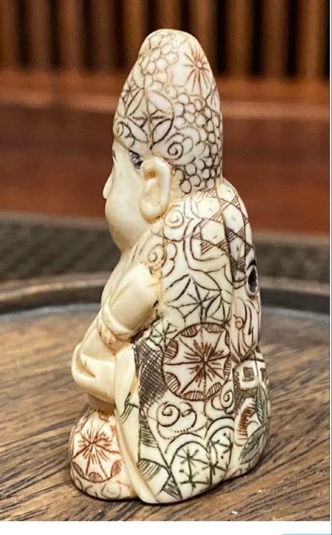 ヴィンテージ　金本造・根付・七福神・布袋　吉祥精密細工・天然素材　ハンドメイド