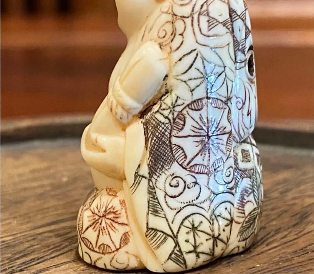 ヴィンテージ　金本造・根付・七福神・布袋　吉祥精密細工・天然素材　ハンドメイド