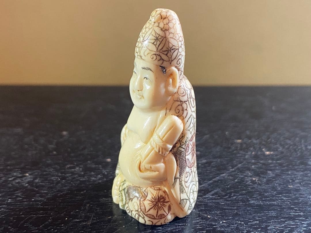 ヴィンテージ　金本造・根付・七福神・布袋　吉祥精密細工・天然素材　ハンドメイド