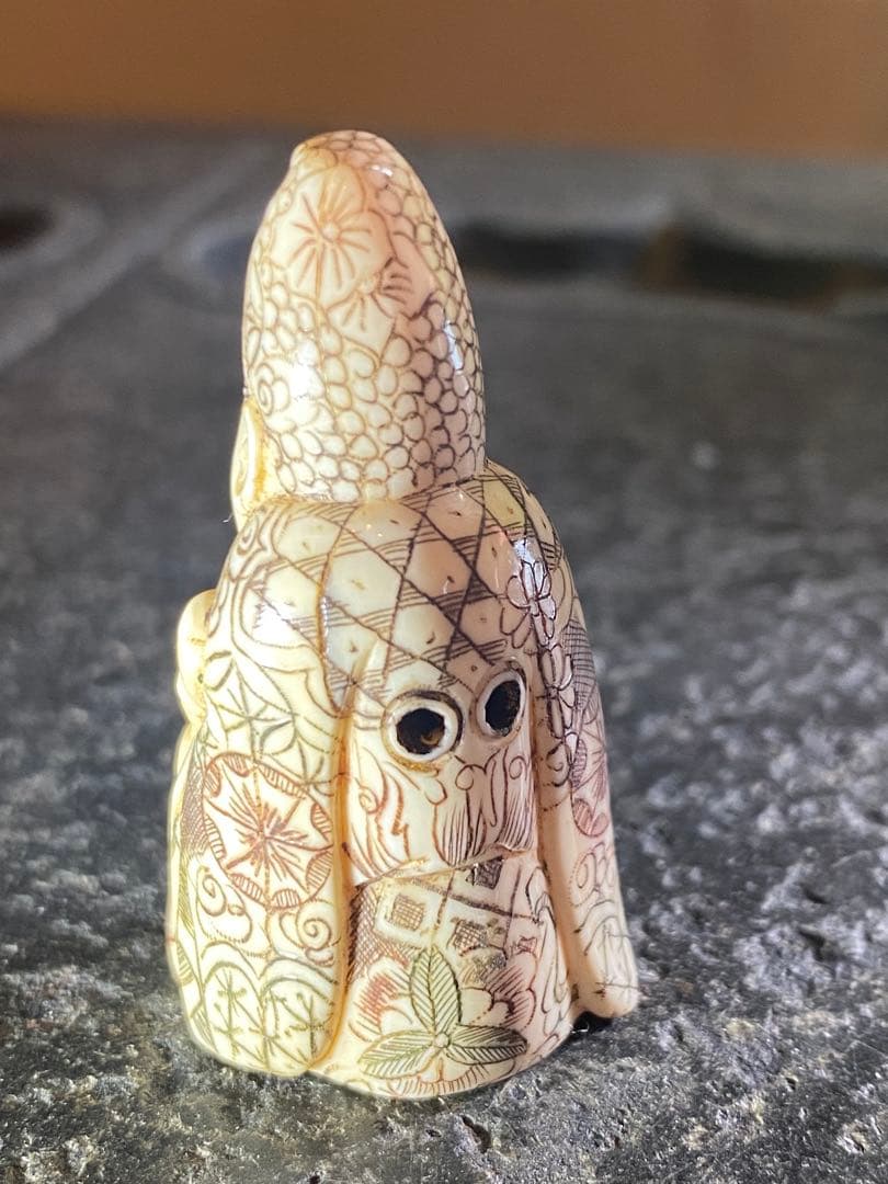 ヴィンテージ　金本造・根付・七福神・布袋　吉祥精密細工・天然素材　ハンドメイド