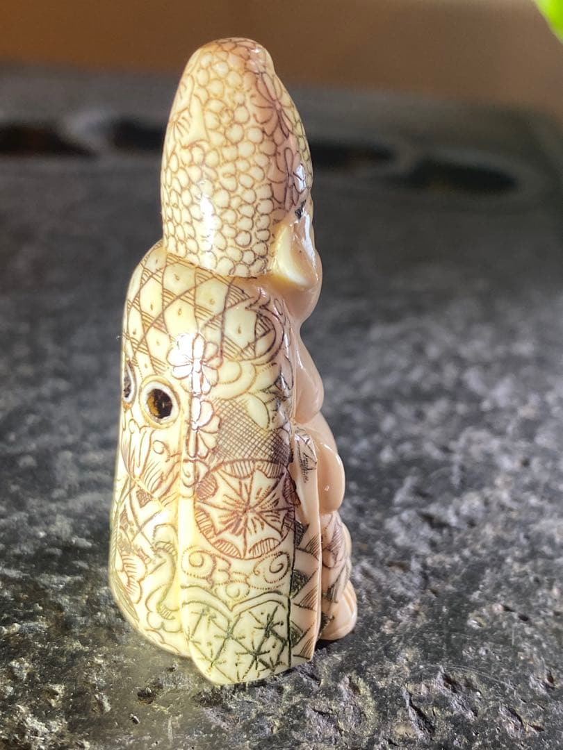 ヴィンテージ　金本造・根付・七福神・布袋　吉祥精密細工・天然素材　ハンドメイド