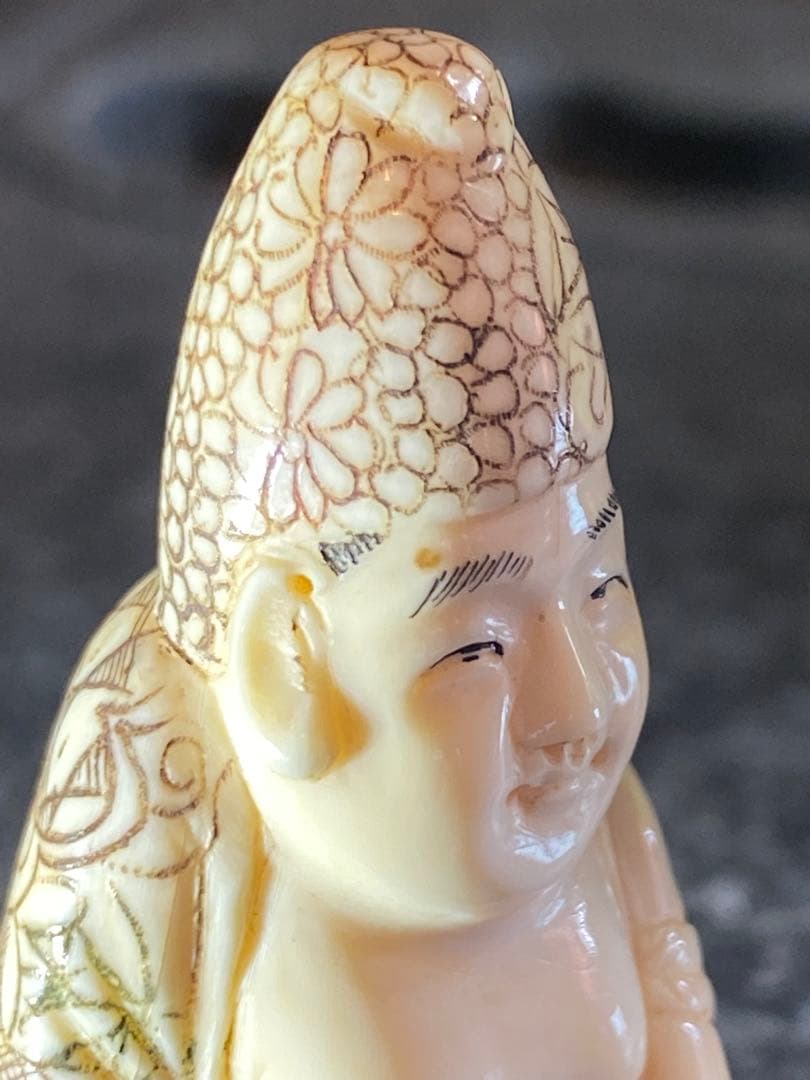 ヴィンテージ　金本造・根付・七福神・布袋　吉祥精密細工・天然素材　ハンドメイド