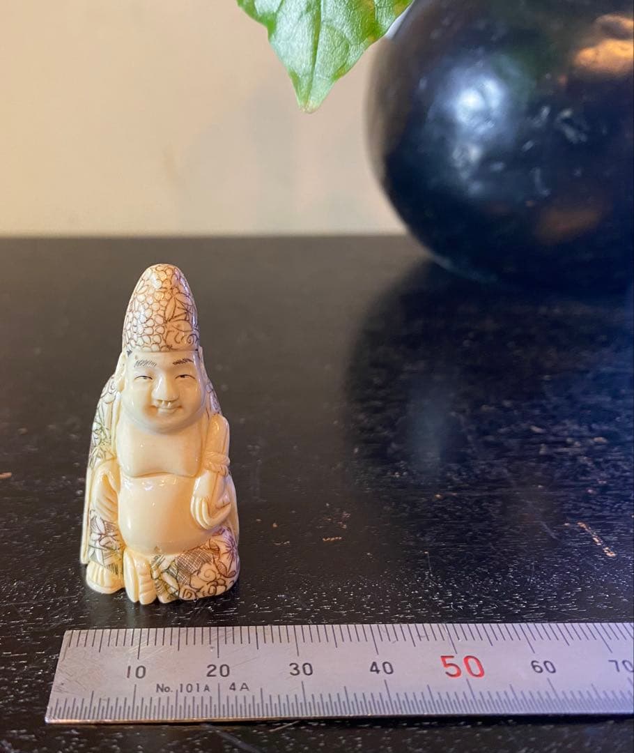 ヴィンテージ　金本造・根付・七福神・布袋　吉祥精密細工・天然素材　ハンドメイド