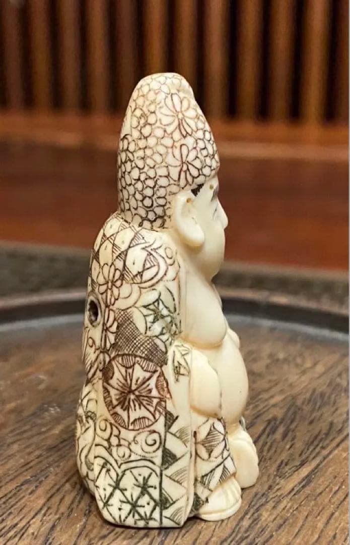 ヴィンテージ　金本造・根付・七福神・布袋　吉祥精密細工・天然素材　ハンドメイド