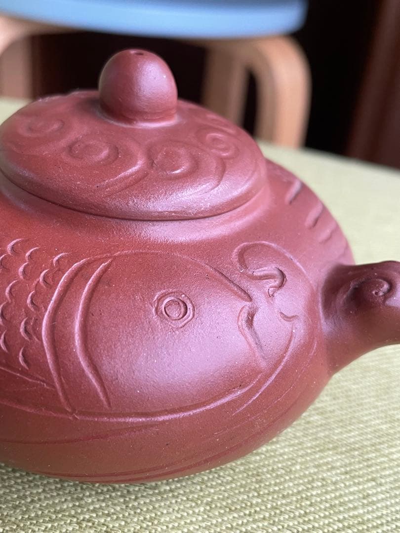 中国　紫砂　朱泥　急須　在銘