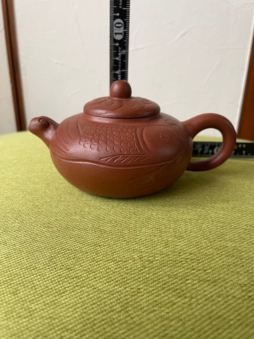 中国　紫砂　朱泥　急須　在銘
