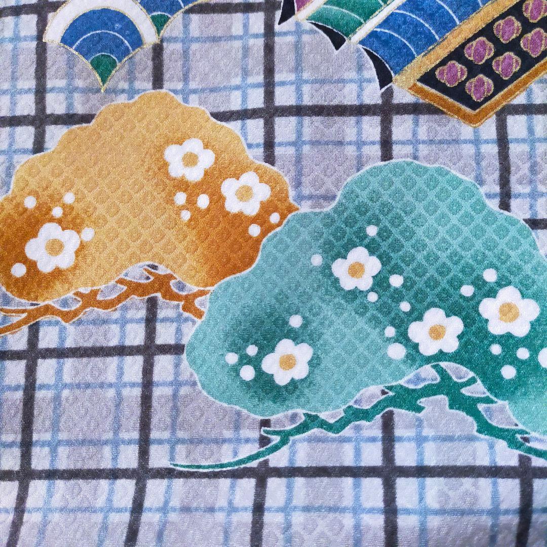 七五三 男の子 5歳 着物 セット 一式 人気 白 レア鷹 刺繍 軍配 0502