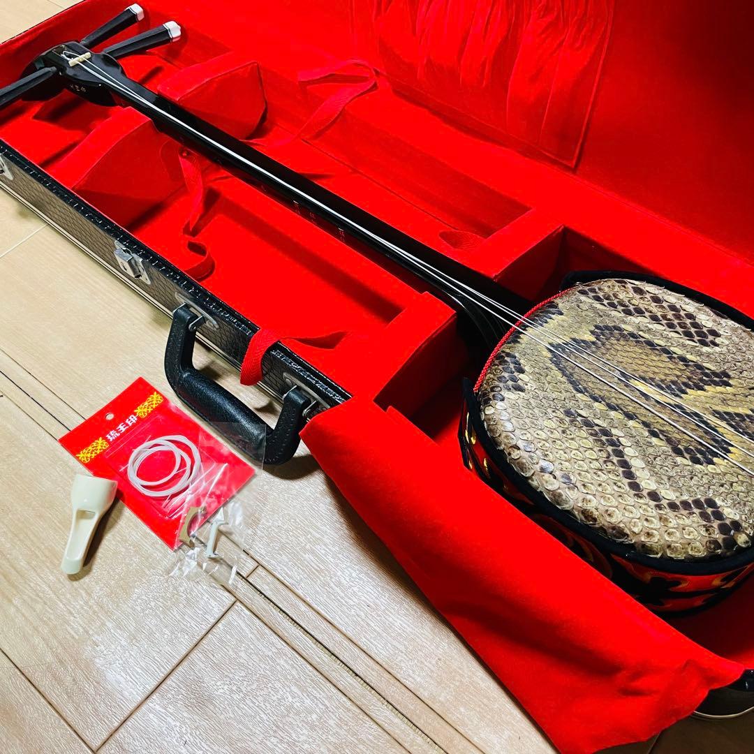 沖縄三線 本蛇皮　三線　蛇　ハードケース付