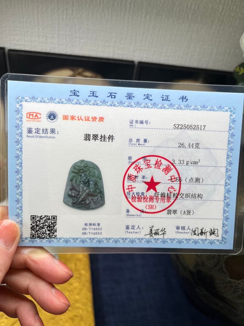 開運‼️ミャンマー産A貨黒翡翠　龍上観音様、御龍観音様ネックレス　鑑定書付き
