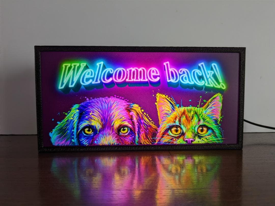 ワンちゃん 猫ちゃん おかえり サイン 看板 雑貨 LED2wayライトBOX