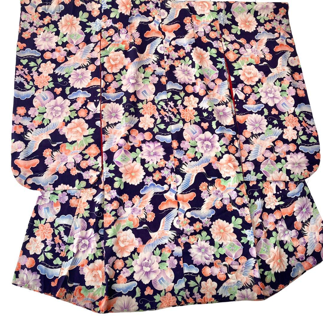 アンティーク　ちりめん　鶴　宝尽くし　女の子　子供着物　NO16