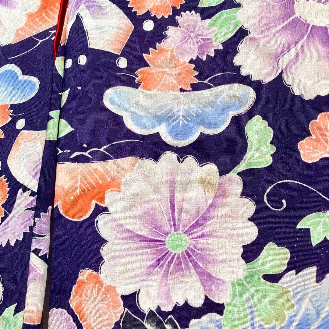 アンティーク　ちりめん　鶴　宝尽くし　女の子　子供着物　NO16