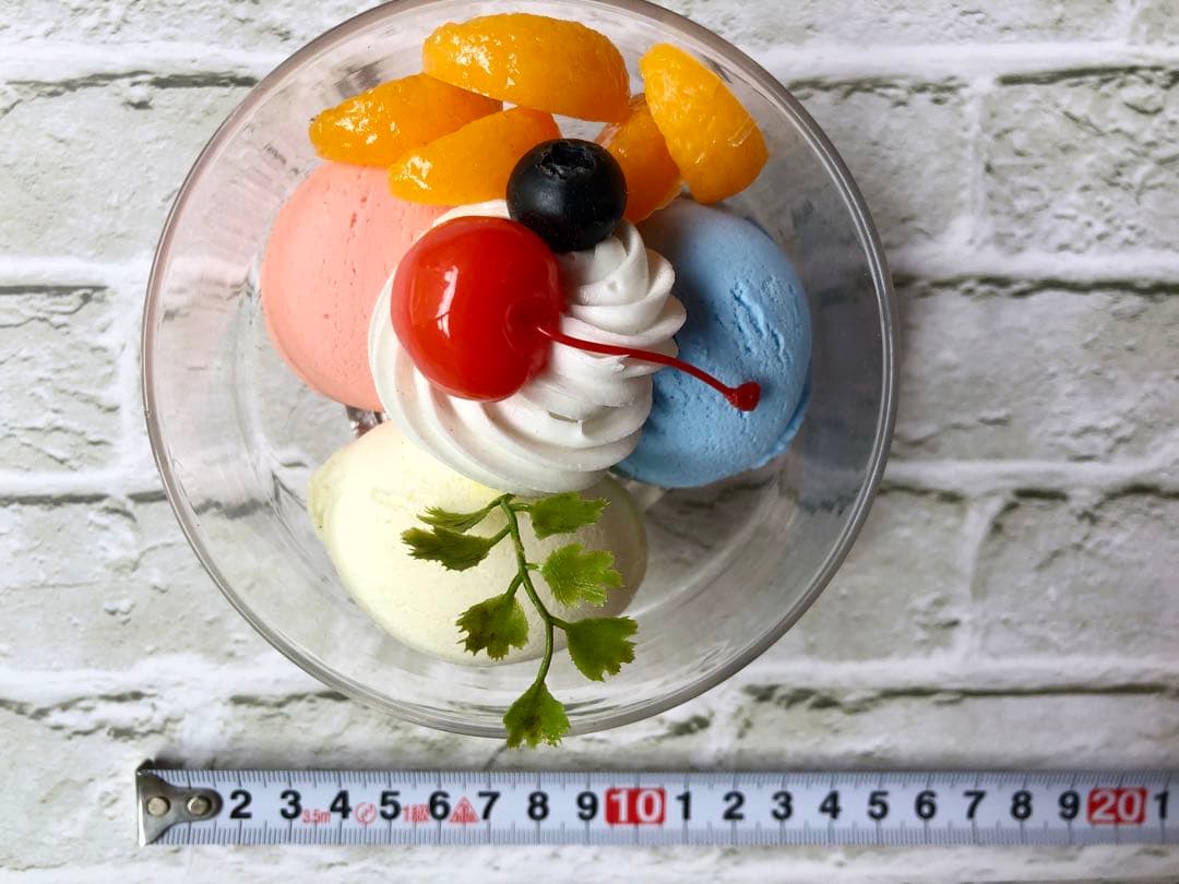 食品サンプル フルーツサンデー&ストロベリー&アイスクレープセット実物大です。