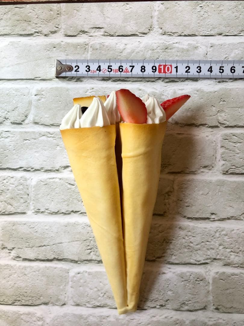 食品サンプル フルーツサンデー&ストロベリー&アイスクレープセット実物大です。