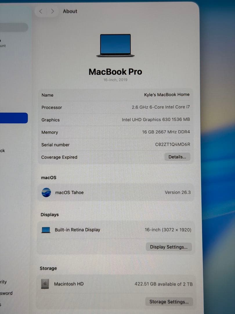 MacBook Pro 16インチ 2019 2TB 充電器付き