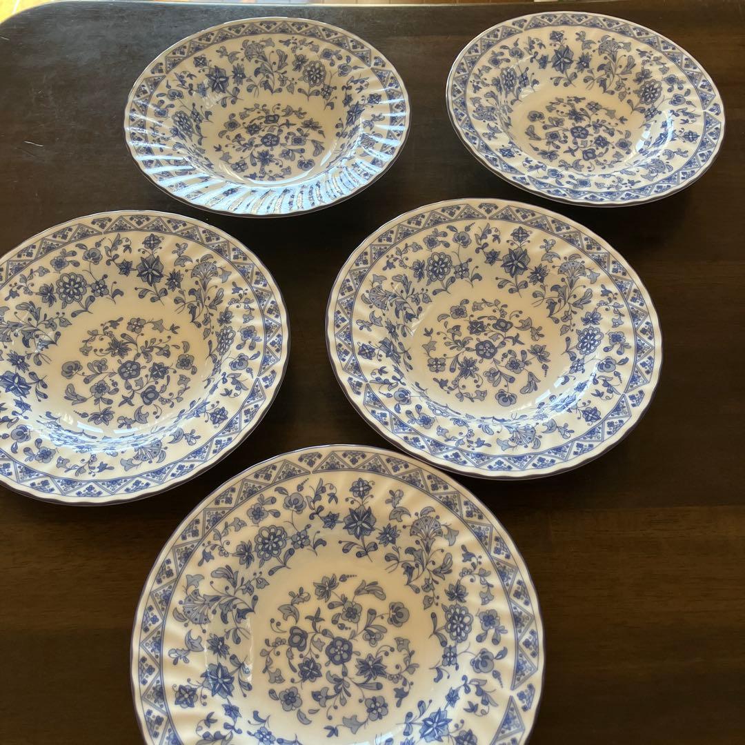 希少　英国製　ミントン　シャリマー　20.5cm 深さ3cm ボウル　5枚組