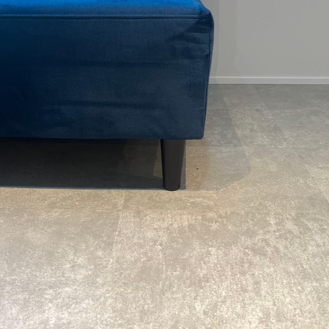 ✨送料無料✨カウチソファ3点セット　ベロア調　ダークブルー　✨保証書付✨②