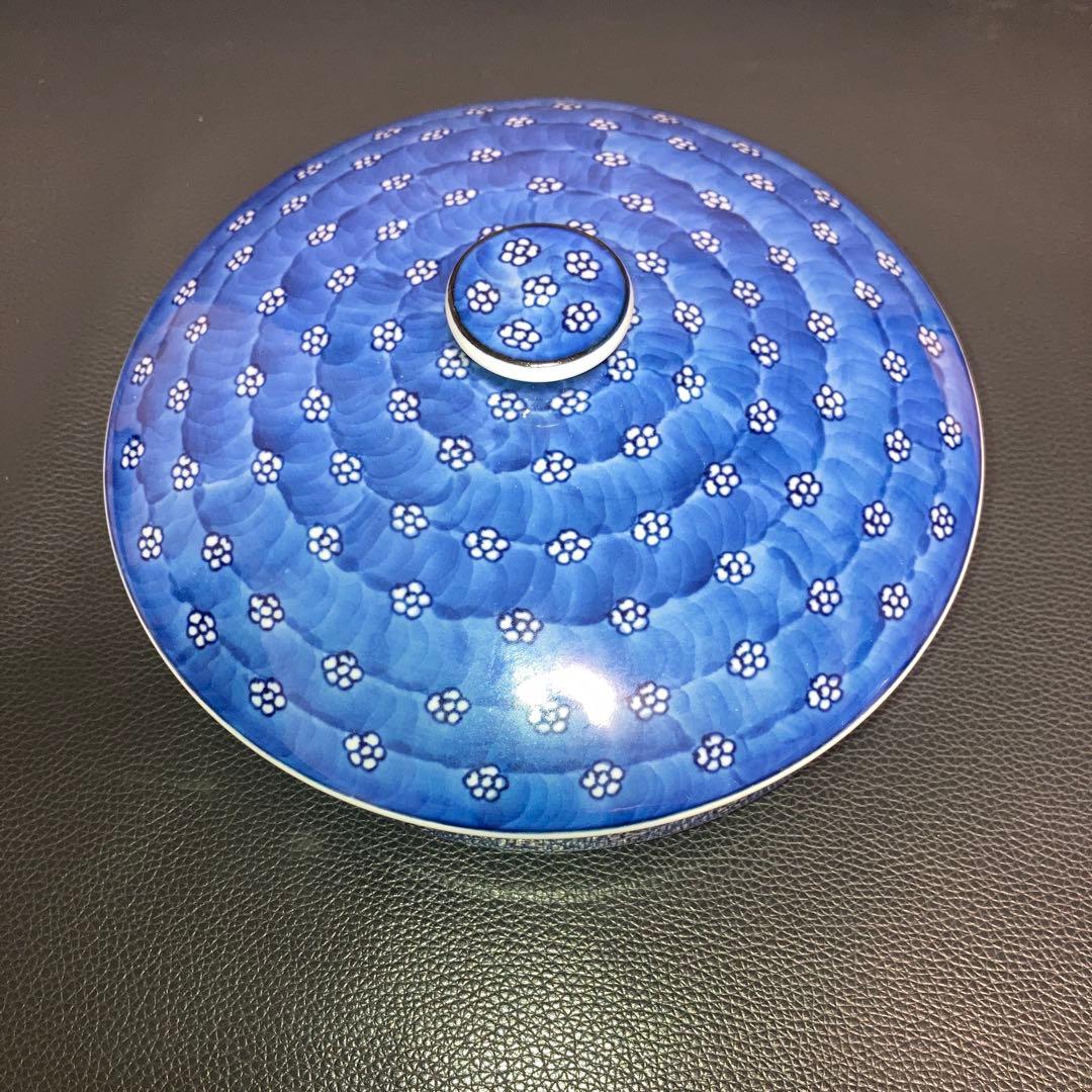 源右衛門窯　 染付梅地紋　方皿 　一枚染付梅地紋　蓋物　一つ