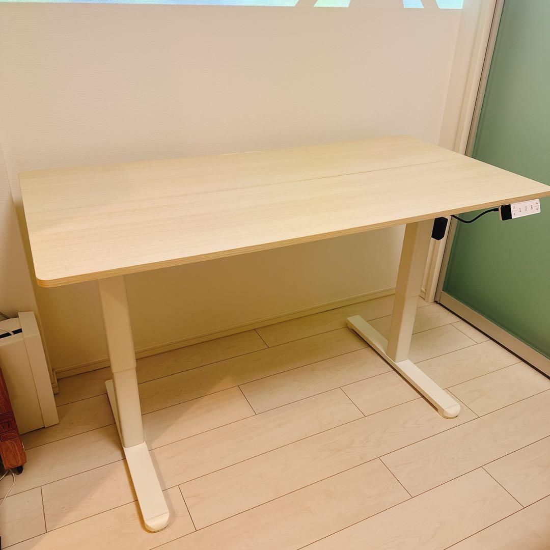 【送料無料】昇降式デスク ロータイプ　幅120cm パソコンデスク　収納フック付