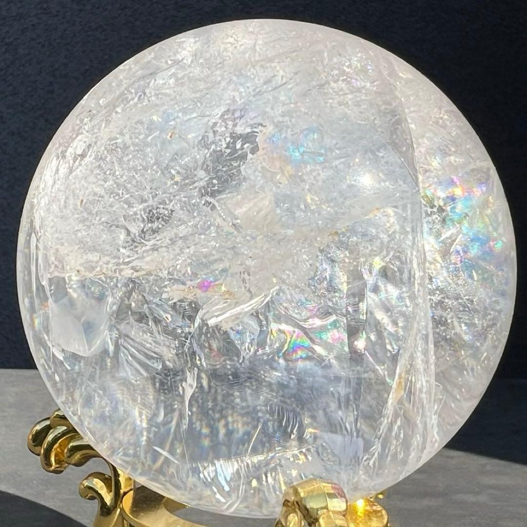 ✳️超極上キラキラスフィア✨高透明度＆レインボー✨虹入り ヒマラヤ水晶 丸玉 原石