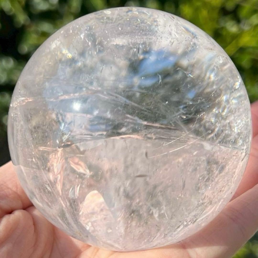 ✳️超極上キラキラスフィア✨高透明度＆レインボー✨虹入り ヒマラヤ水晶 丸玉 原石