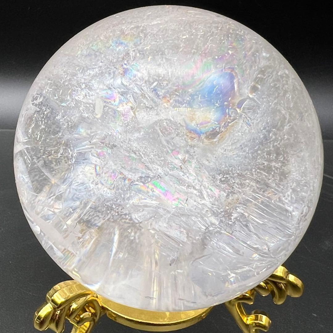 ✳️超極上キラキラスフィア✨高透明度＆レインボー✨虹入り ヒマラヤ水晶 丸玉 原石