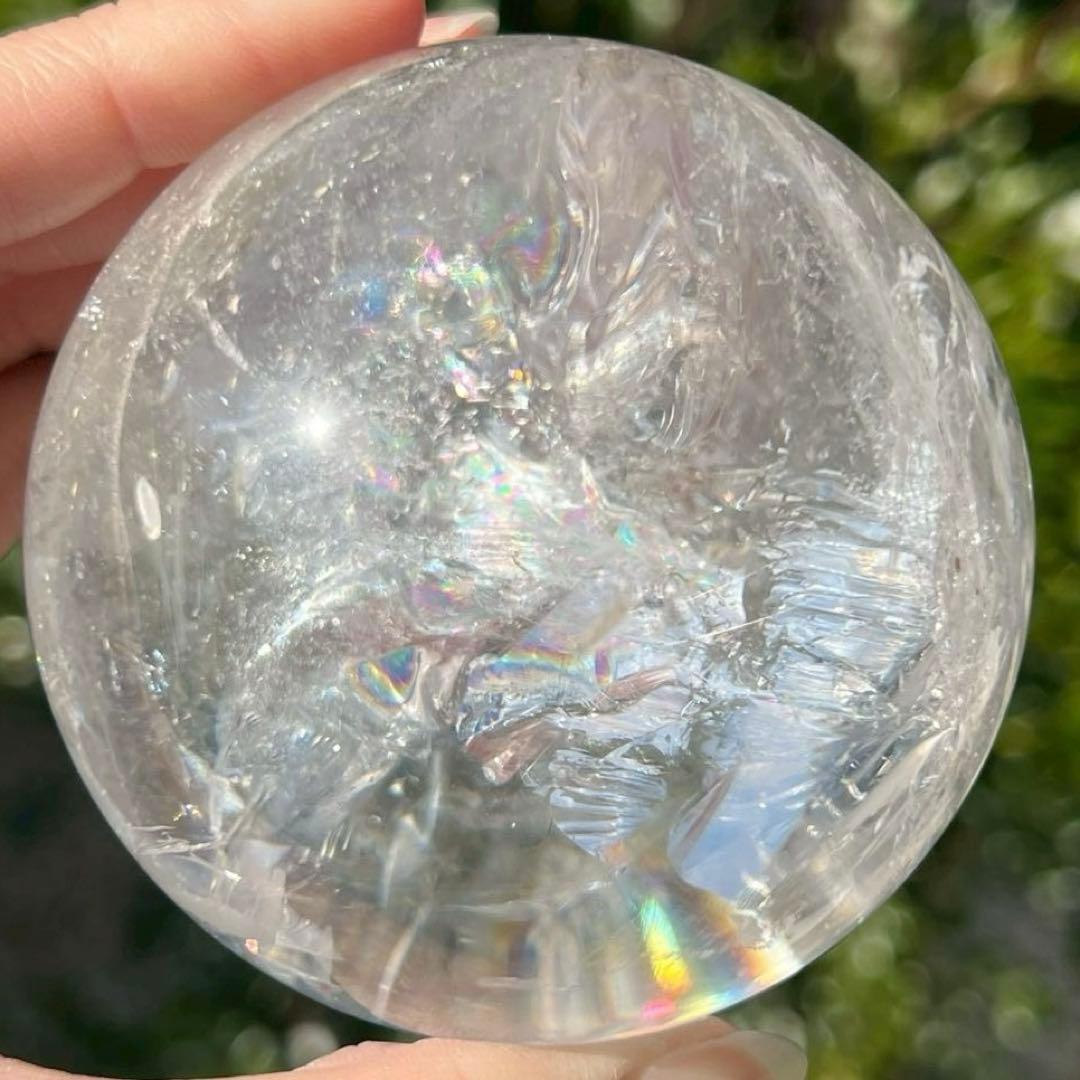 ✳️超極上キラキラスフィア✨高透明度＆レインボー✨虹入り ヒマラヤ水晶 丸玉 原石