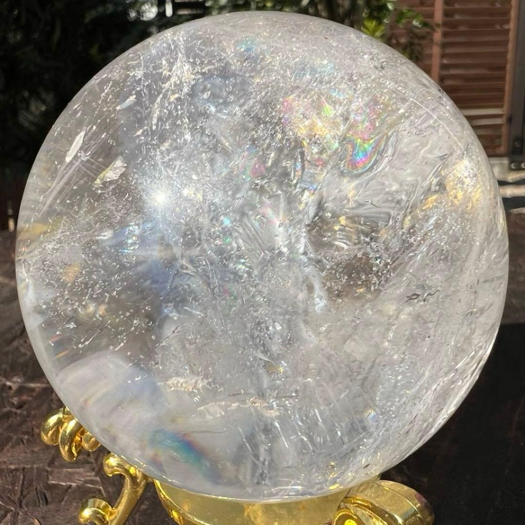 ✳️超極上キラキラスフィア✨高透明度＆レインボー✨虹入り ヒマラヤ水晶 丸玉 原石